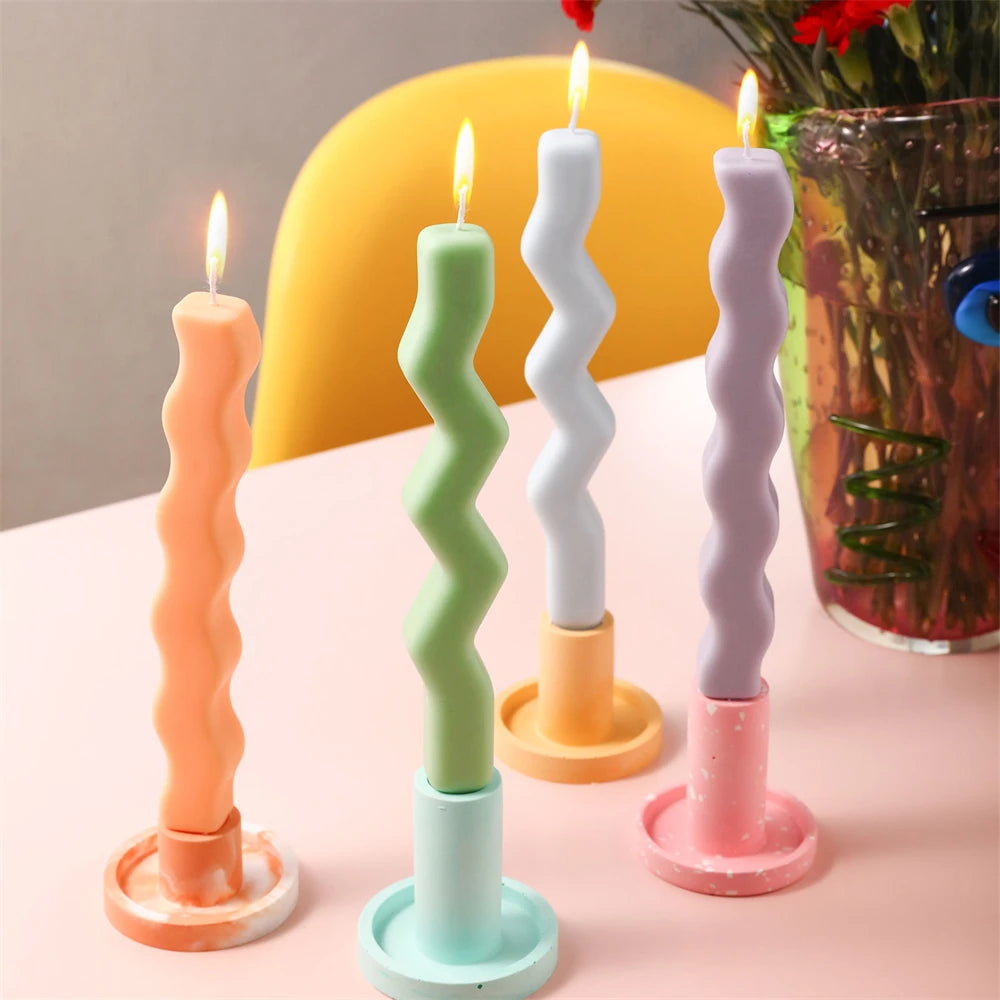 Wavy Geometric Strip Candle Silicone Mold