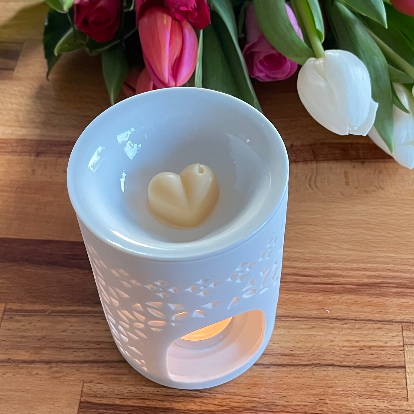 White Ceramic tea light wax melter – Glowed Candles
