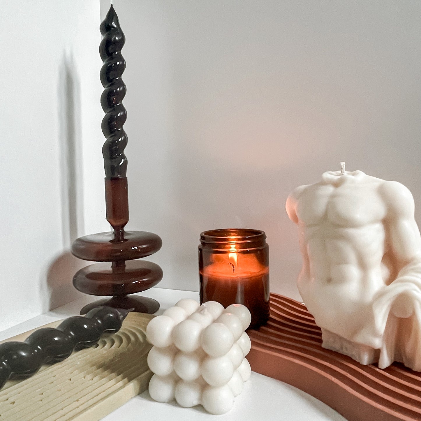 Twisted Glossy Black Soy Wax Candlestick